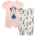 thumbnail image 1 of Disney Baby Girls Romper - 2 Pack Minnie Mouse Pooh Little Mermaid Short Sleeve Bodysuit (Newborn/Infant), 1 of 7