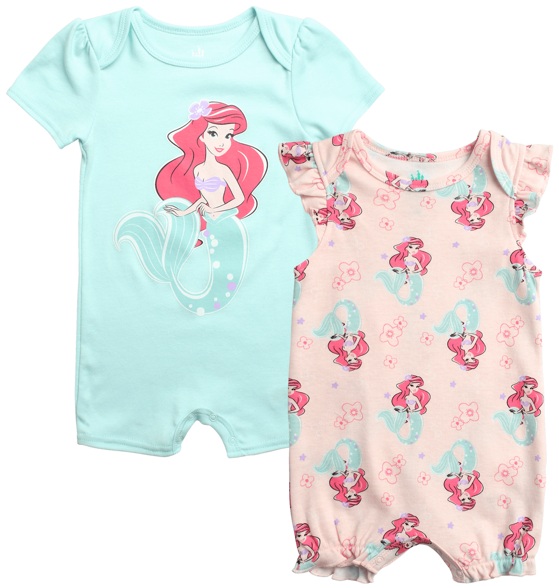 Disney Baby Girls Romper - 2 Pack Minnie Mouse Pooh Little Mermaid ...