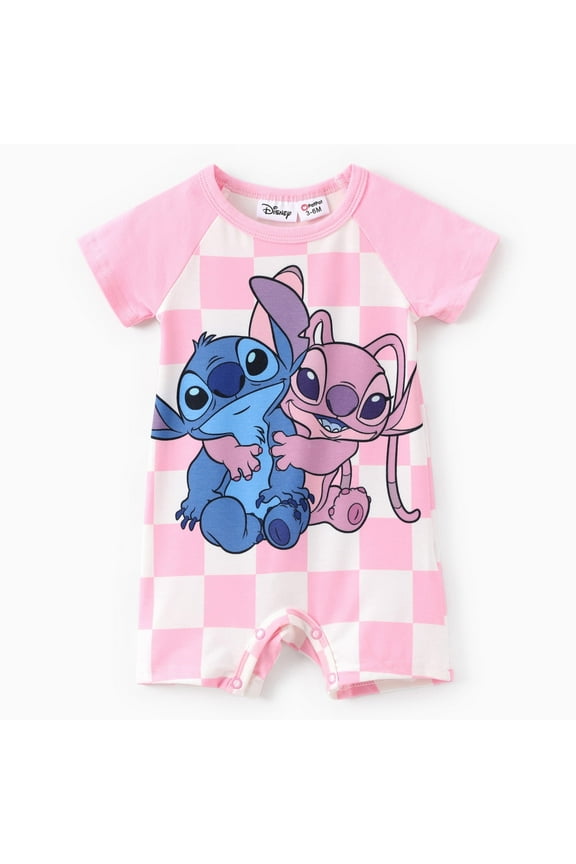 Baby Girl Romper Stitch Angel Graphic Plaid Jumpsuits Shower Gifts Outfits Newborn to Infant