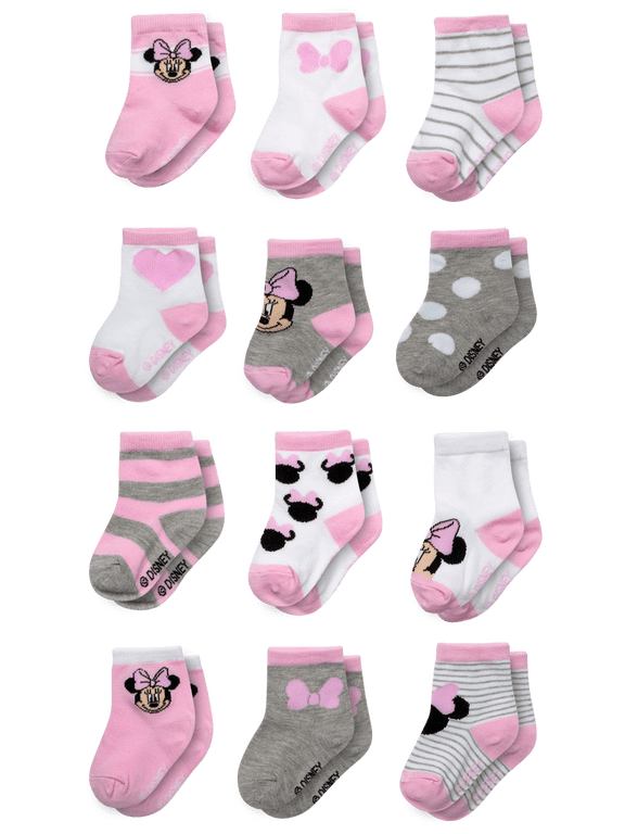 Baby Girls' Socks - 12 Pack Minnie Mouse, Daisy, Princess Socks (Newborn/Infant)