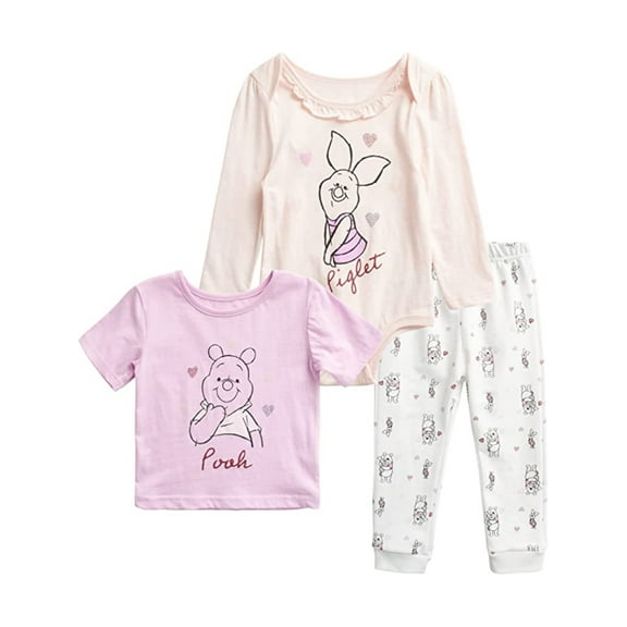 Disney Baby Girls' Winnie the Pooh and Piglet 3 Piece Pants Set, Sizes 0-24M