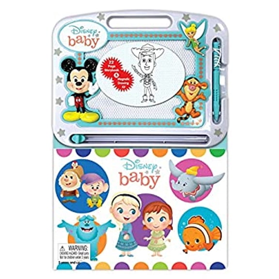 Pre-Owned Disney Baby Read & Doodle - Learning resources for kids, a magnetic drawing pad, an easy-to-use pen, 22-page board book for reading and drawing