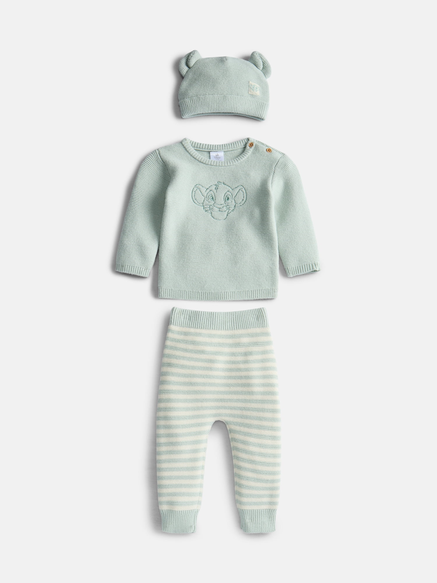 Disney Baby Wishes + Dreams The Lion King Crewneck Sweater, Pants and Hat Set, 3 Piece, Sizes 0/3M-18M