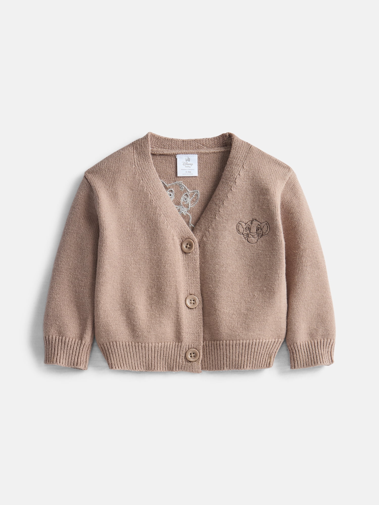 Disney Baby Wishes + Dreams Lion King Embroidered Cardigan with Long Sleeves, Sizes 0/3M-18M