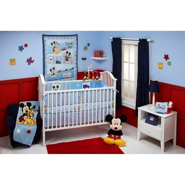 Disney Baby - Mickey Mouse and Pluto 4-Piece Crib Bedding Set