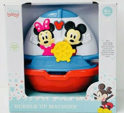 Disney Baby Mickey and Minnie Mouse Boat Bubble Up Bubbles Blower Machine