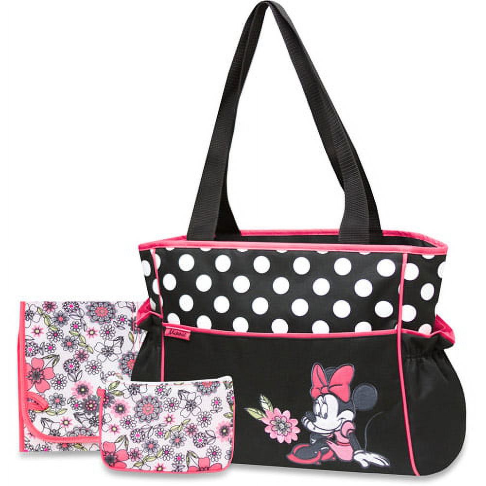 Disney Baby Minnie Mouse Coral Floral 3-Piece Diaper Bag Set - image 1 of 3