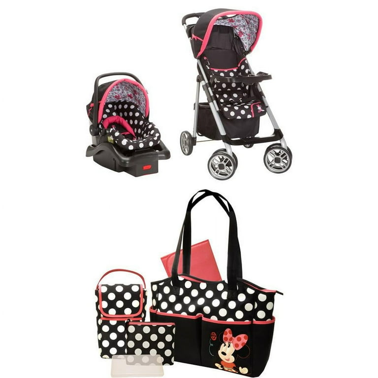 Disney Baby Minnie Mouse Coral Flowers Saunter Sport LC 22 Travel System with Bonus Minnie Diaper Bag Walmart