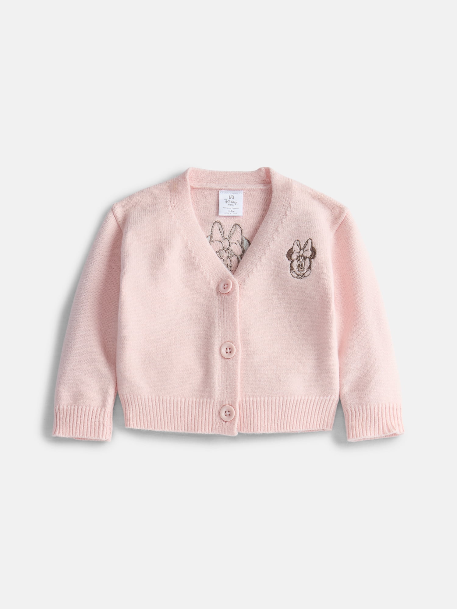 Disney Baby Girl’s Minnie Mouse Embroidered Cardigan with Long Sleeves, Sizes 0/3M-18M