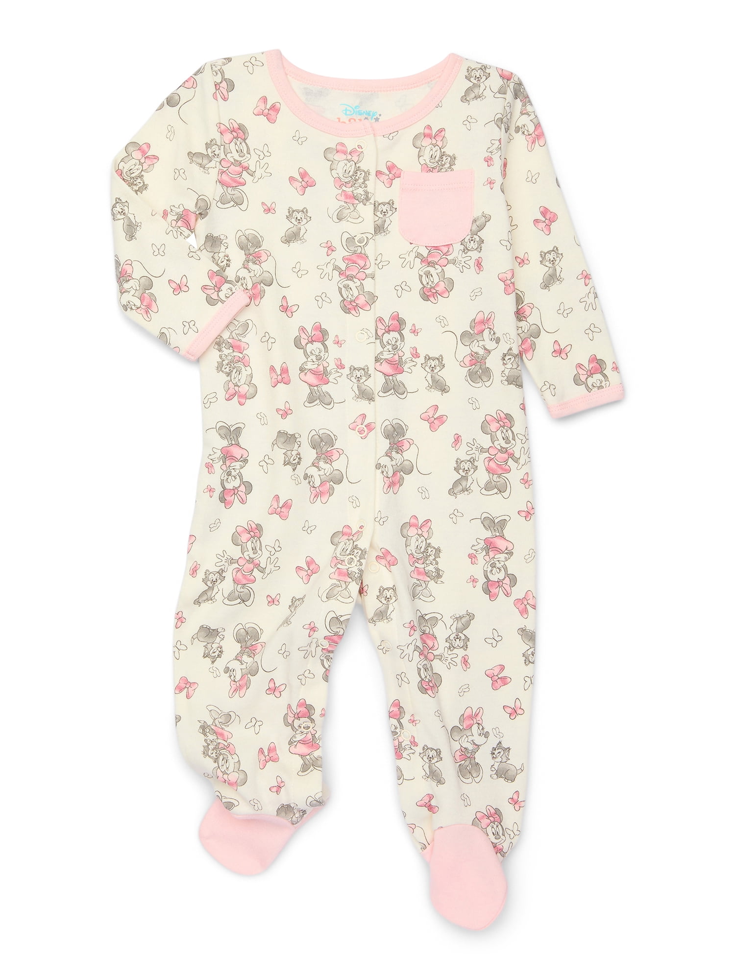 Disney Baby Minnie Mouse Newborn Baby Girls Footed One-Piece Sleep N Play, Sizes 0M-6M