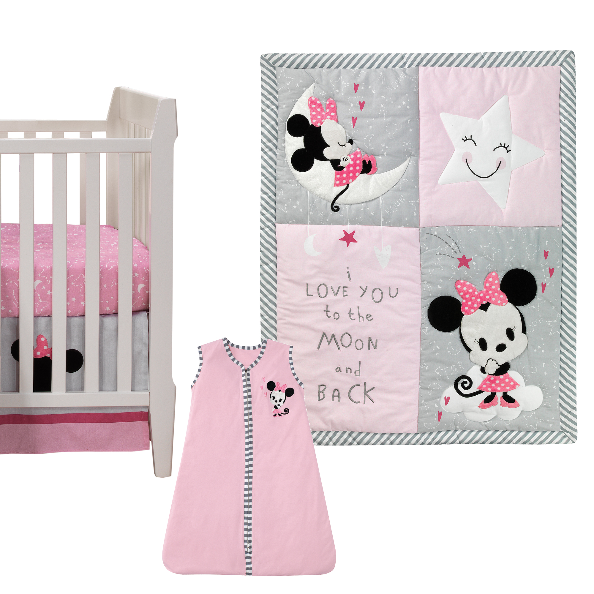 Disney Baby Minnie Mouse Pink 4-Piece Nursery Crib Bedding Set by Lambs & Ivy - image 1 of 8