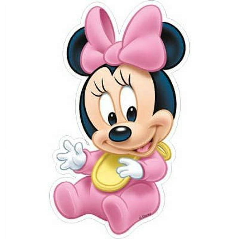 Disney Baby Minnie Mouse Pink Bow Edible Cake Topper Image ABPID04003