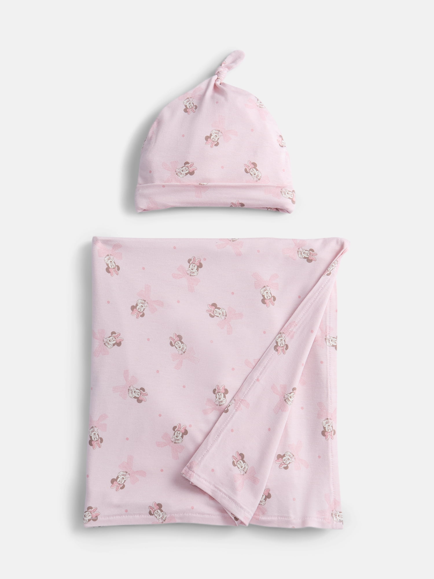 Disney Minnie Mouse Infant Swaddle Blanket and Hat Set, 2 Piece, One Size