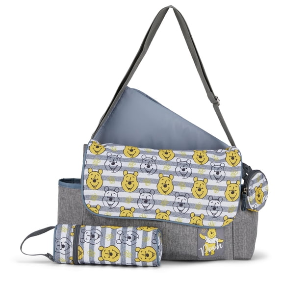Disney Baby Multi-Functional Travel Tote Diaper Bag with Changing Pad, Winnie The Pooh Heads