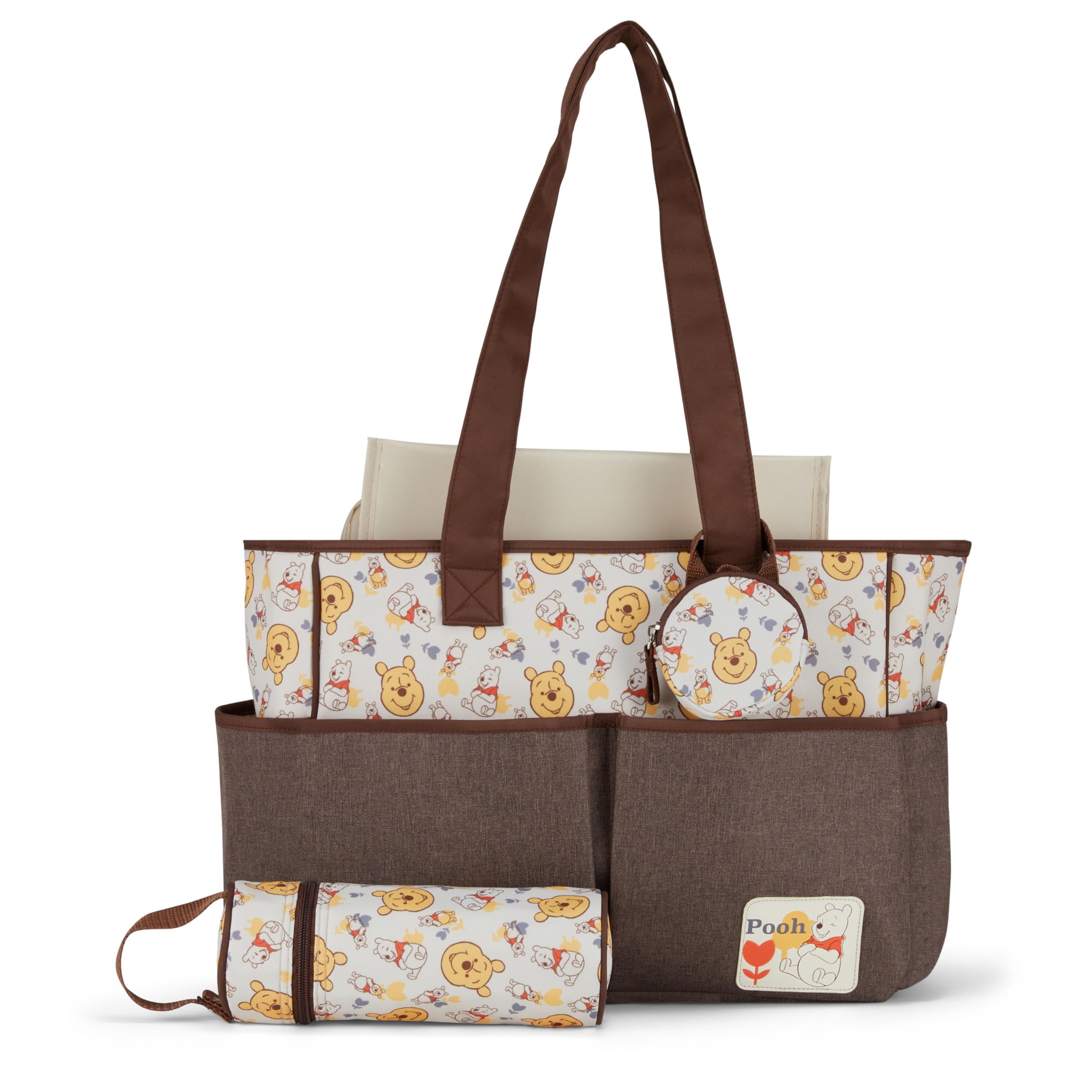 diaper bag as travel tote Disney Baby Multi-Functional Travel Tote Diaper Bag with Changing Pad,  Winnie The Pooh Toss Head