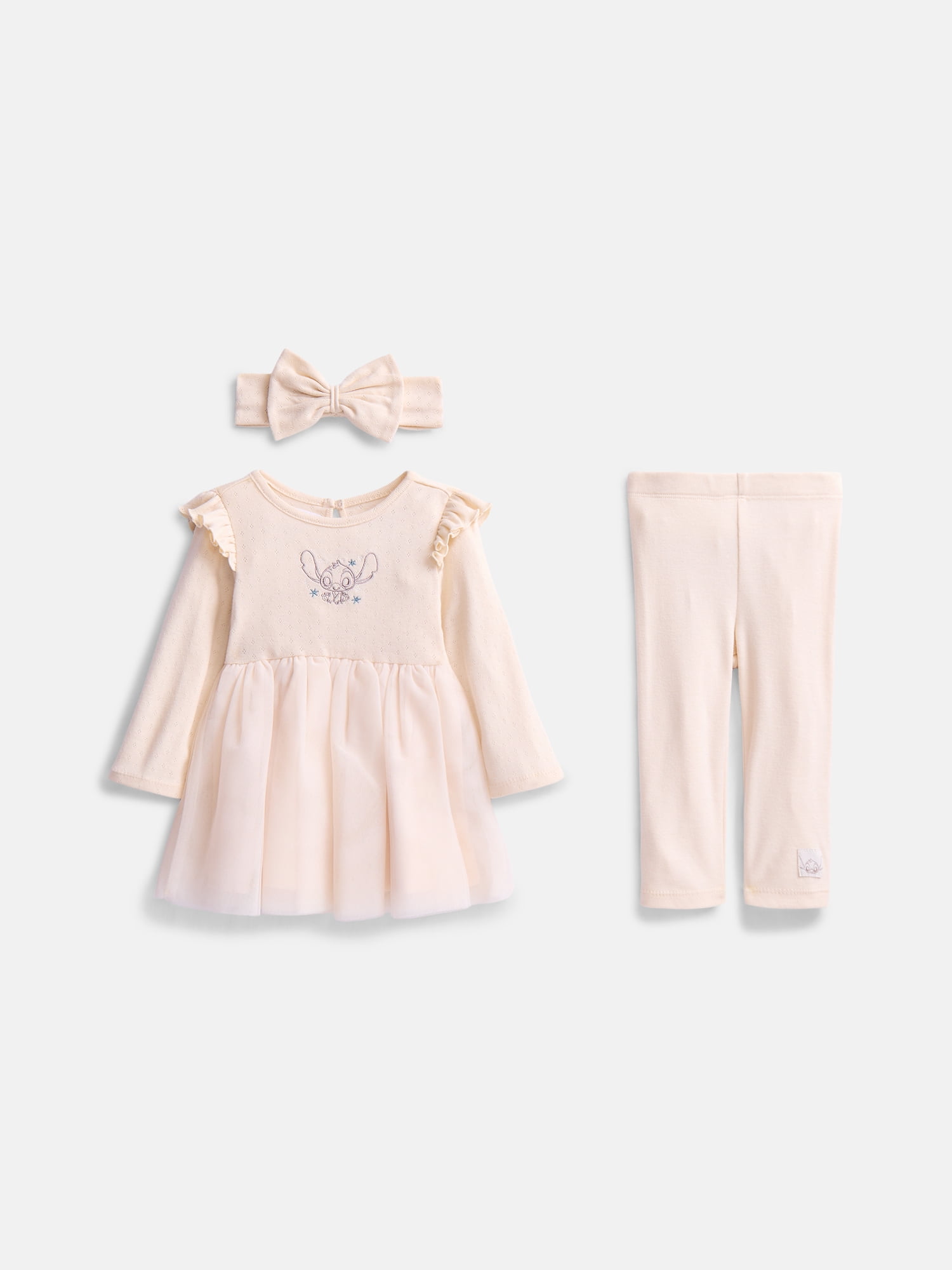 Disney Baby Wishes + Dreams Stitch Tulle Top and Leggings Set with Headband, 3-Piece, Sizes 0/3M-18M