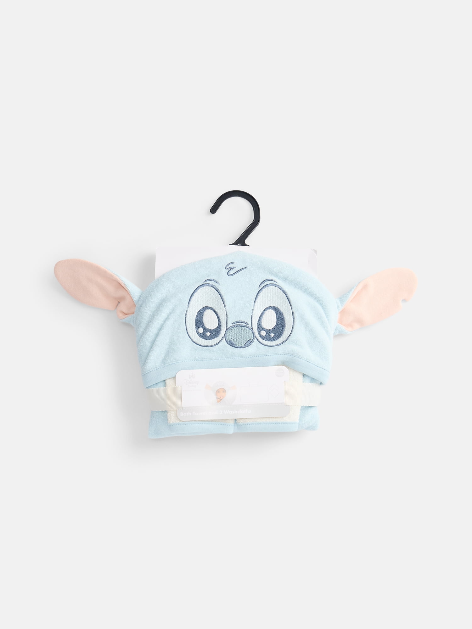 Disney Stitch Infant Baby Bath Set with Hooded Towel and Washcloths, 3-Piece, One Size