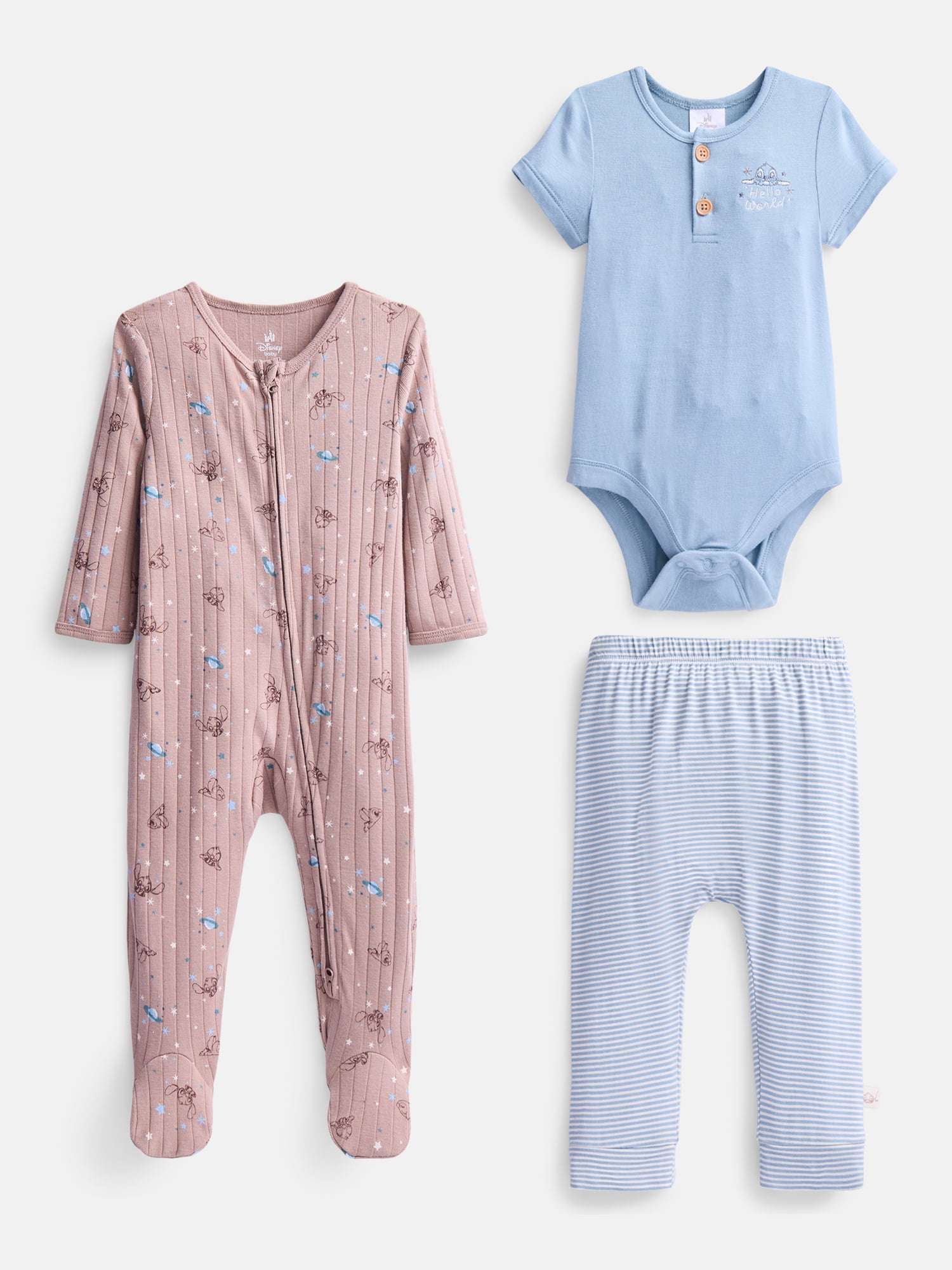Disney Baby Wishes + Dreams Stitch Sleep and Play Set, 3-Piece, Sizes Newborn-6/9M