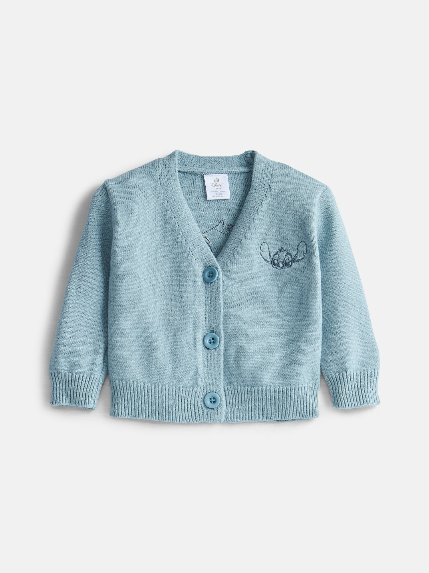 Disney Baby Wishes + Dreams Stitch Embroidered Cardigan with Long Sleeves, Sizes 0/3M-18M