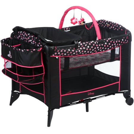 Disney Baby Sweet Wonder Baby Play Yard with Bassinet and Toy Bar, Minnie Mash Up