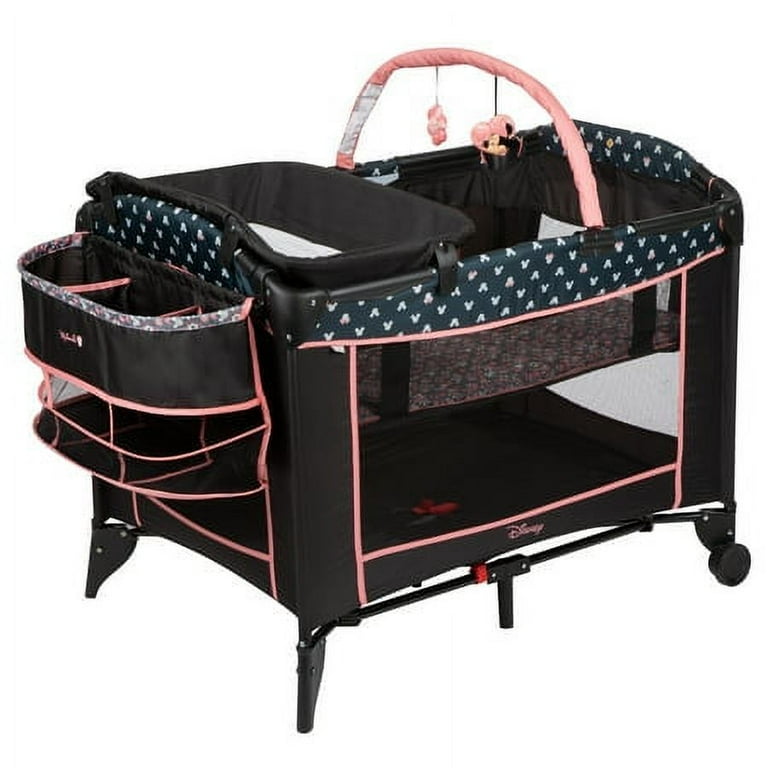 Disney Baby Sweet Wonder Baby Play Yard with Bassinet and Toy Bar Minnie Varsity