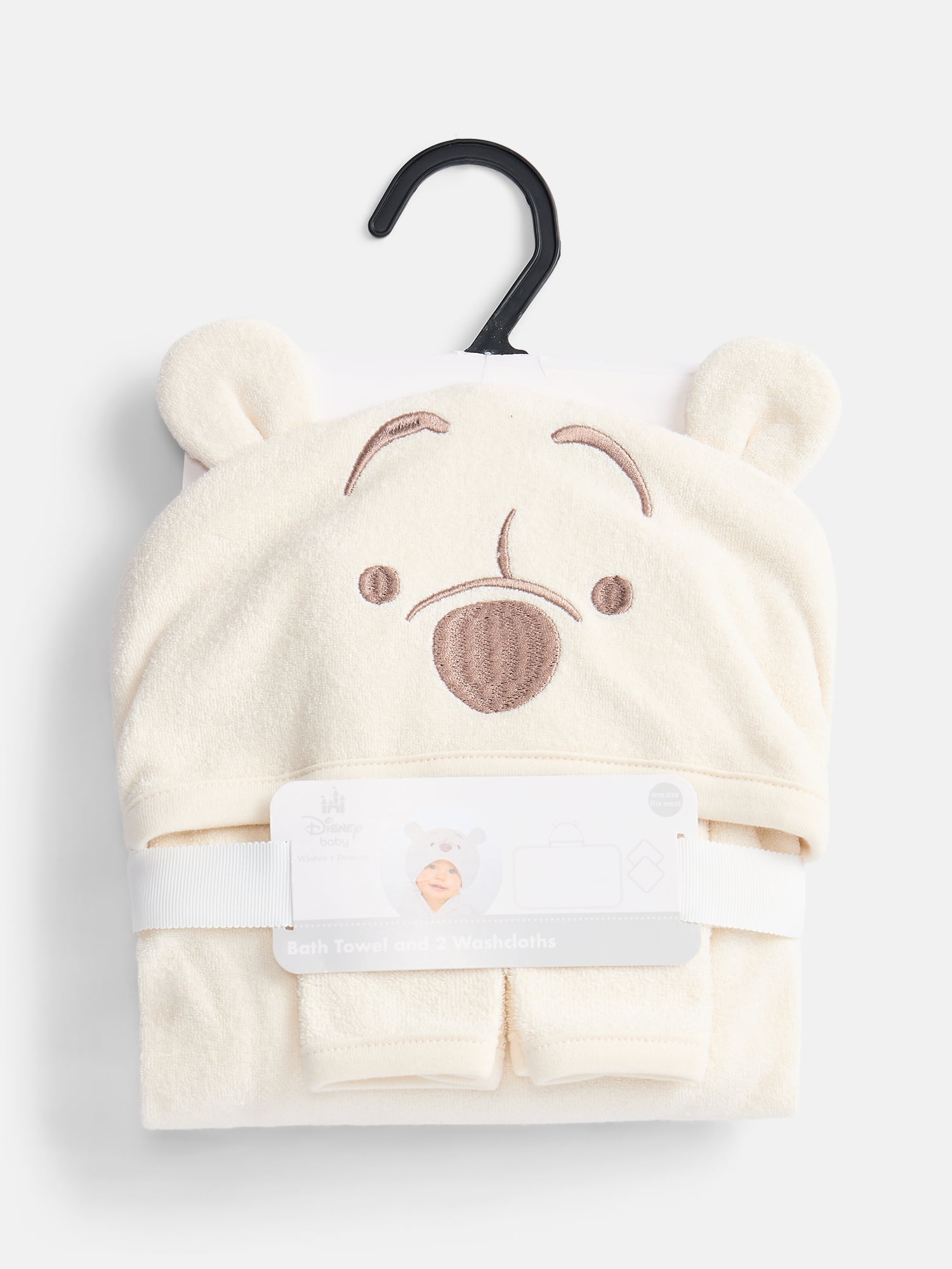 Disney Winnie the Pooh Infant Baby Bath Set with Hooded Towel and Washcloths, 3-Piece, One Size