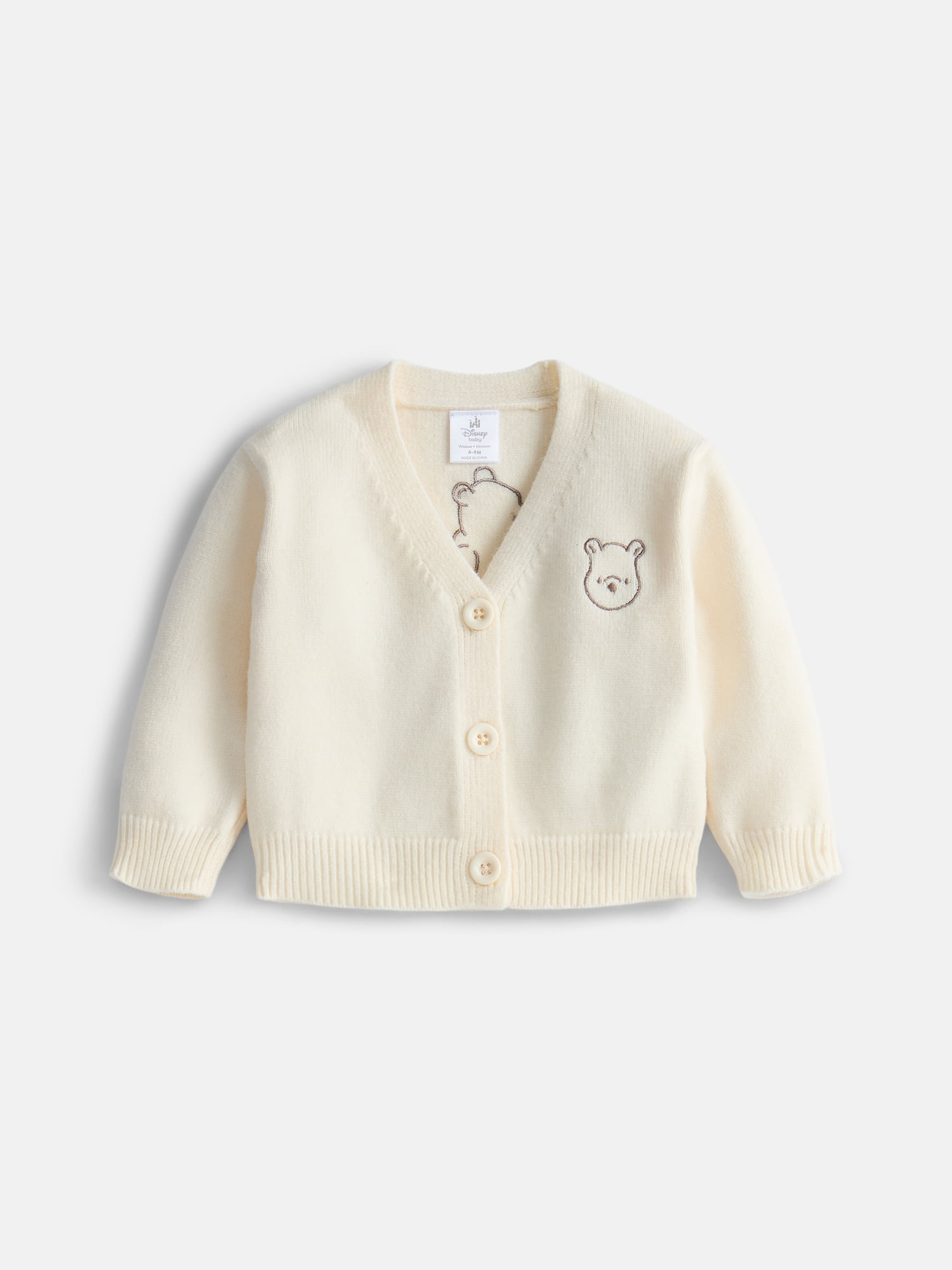 Disney Winnie the Pooh Baby Boy’s Embroidered Cardigan with Long Sleeves, Sizes 0/3M-18M