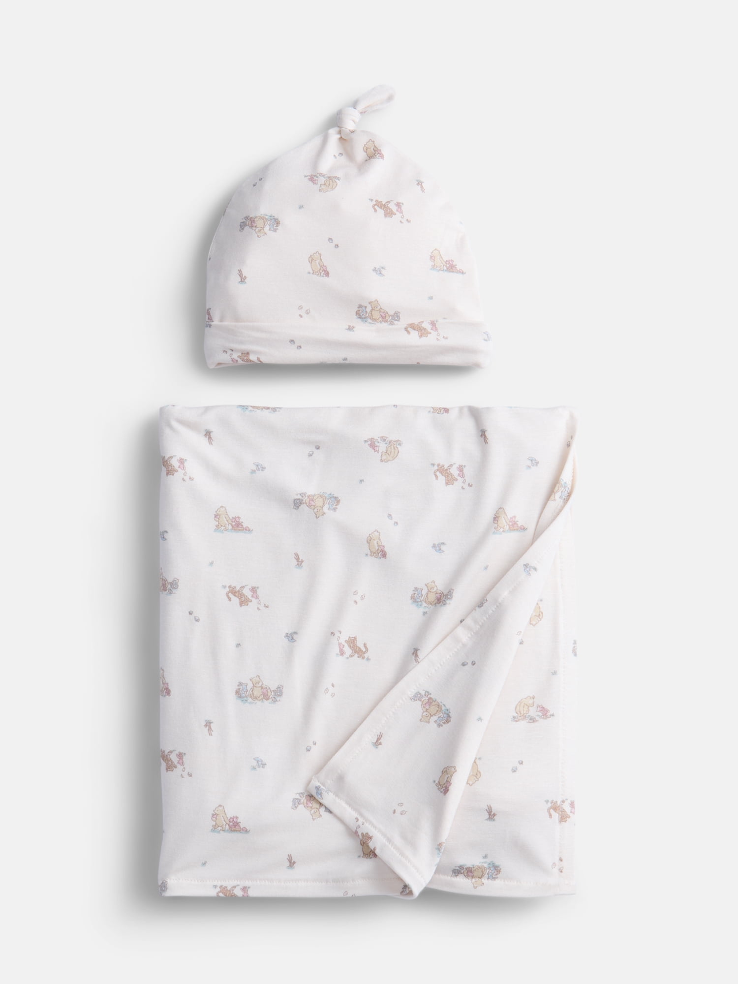Disney Winnie the Pooh Infant Swaddle Blanket and Hat Set, 2 Piece, One Size