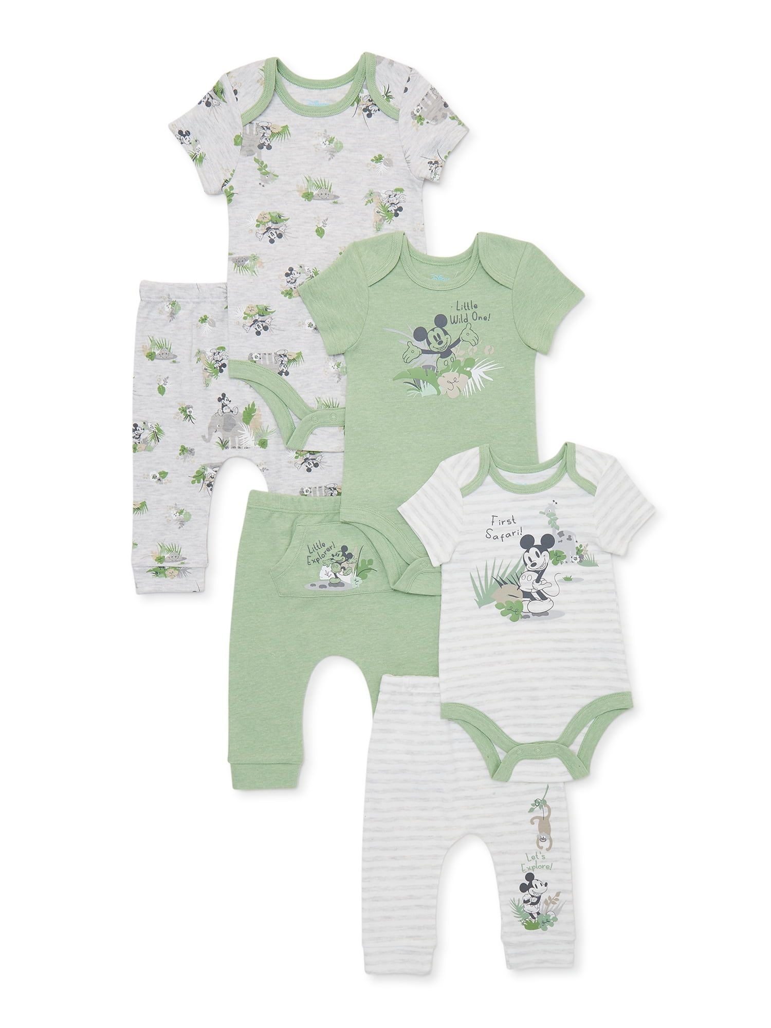 Disney Baby Wishes + Dream Baby Mickey Mouse Bodysuit and Joggers Outfit Gift Set, 9-Piece, Sizes Newborn-12 Months