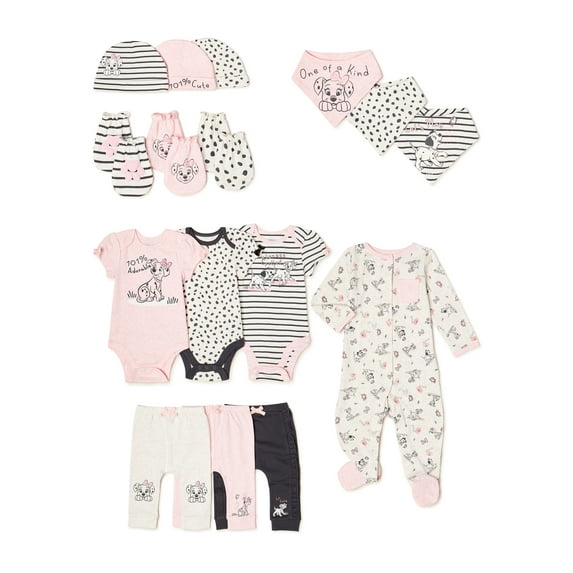 Disney Baby Wishes + Dreams Baby Girl 101 Dalmations Outfit Set, 16-Piece, Newborn-6/9 Months