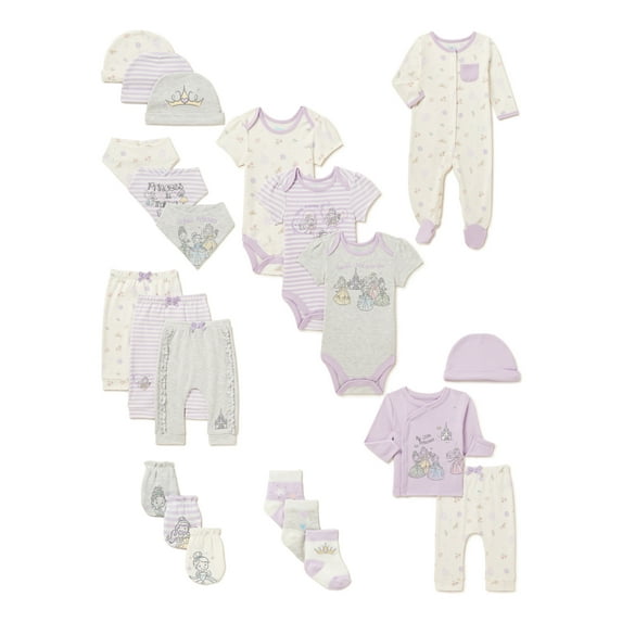 Disney Baby Wishes + Dreams Baby Girl Princess Baby Shower Gift Set, 22-Piece, Newborn-6/9M