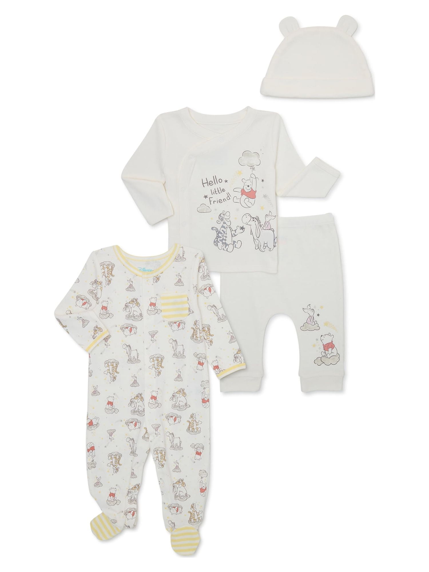Disney Baby Wishes Dreams Baby Winnie The Pooh Sleep N Play and Welcome Home Gift Set 4 Piece Newborn 6 9 Months Infant Unisex Yellow
