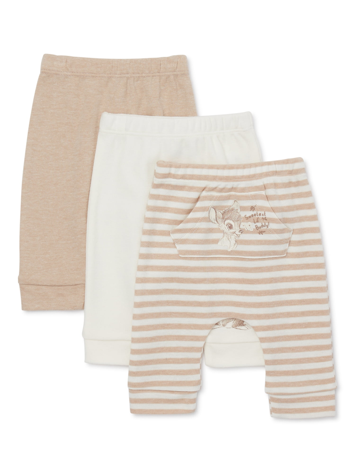 Disney Baby Wishes + Dreams Bambi Infant Baby Jogger Pants, 3-Pack, Sizes Newborn-12 Months