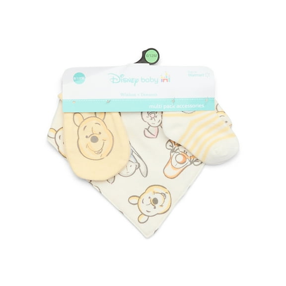 Disney Baby Wishes + Dreams Character Infant Baby Accessories Bib, Socks and Mittens Set, 3-Pack, Sizes Newborn-12 Months