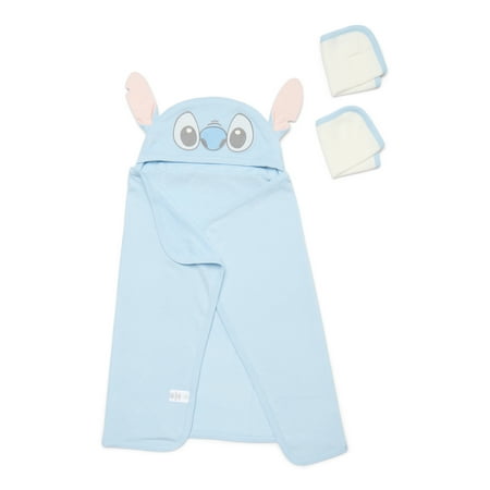 Winnie the Pooh Disney Baby Wishes and Dreams Character Infant Baby Bath Set with Hooded Towel and Washcloths, 3-Piece, One Size