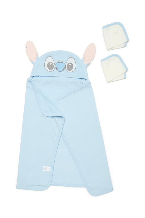 Disney Baby Wishes and Dreams Character Infant Baby Bath Set with Hooded Towel and Washcloths, 3-Piece, One Size