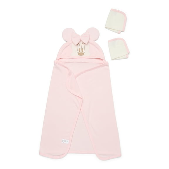 Disney Baby Wishes and Dreams Character Infant Baby Bath Set with Hooded Towel and Washcloths, 3-Piece, One Size