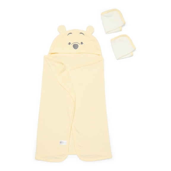 Disney Baby Wishes and Dreams Character Infant Baby Bath Set with Hooded Towel and Washcloths, 3-Piece, One Size