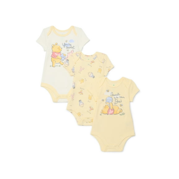 Disney Baby Wishes + Dreams Winnie the Pooh Baby Boys or Girls Bodysuit, 3-Pack, Sizes Newborn-18 Months