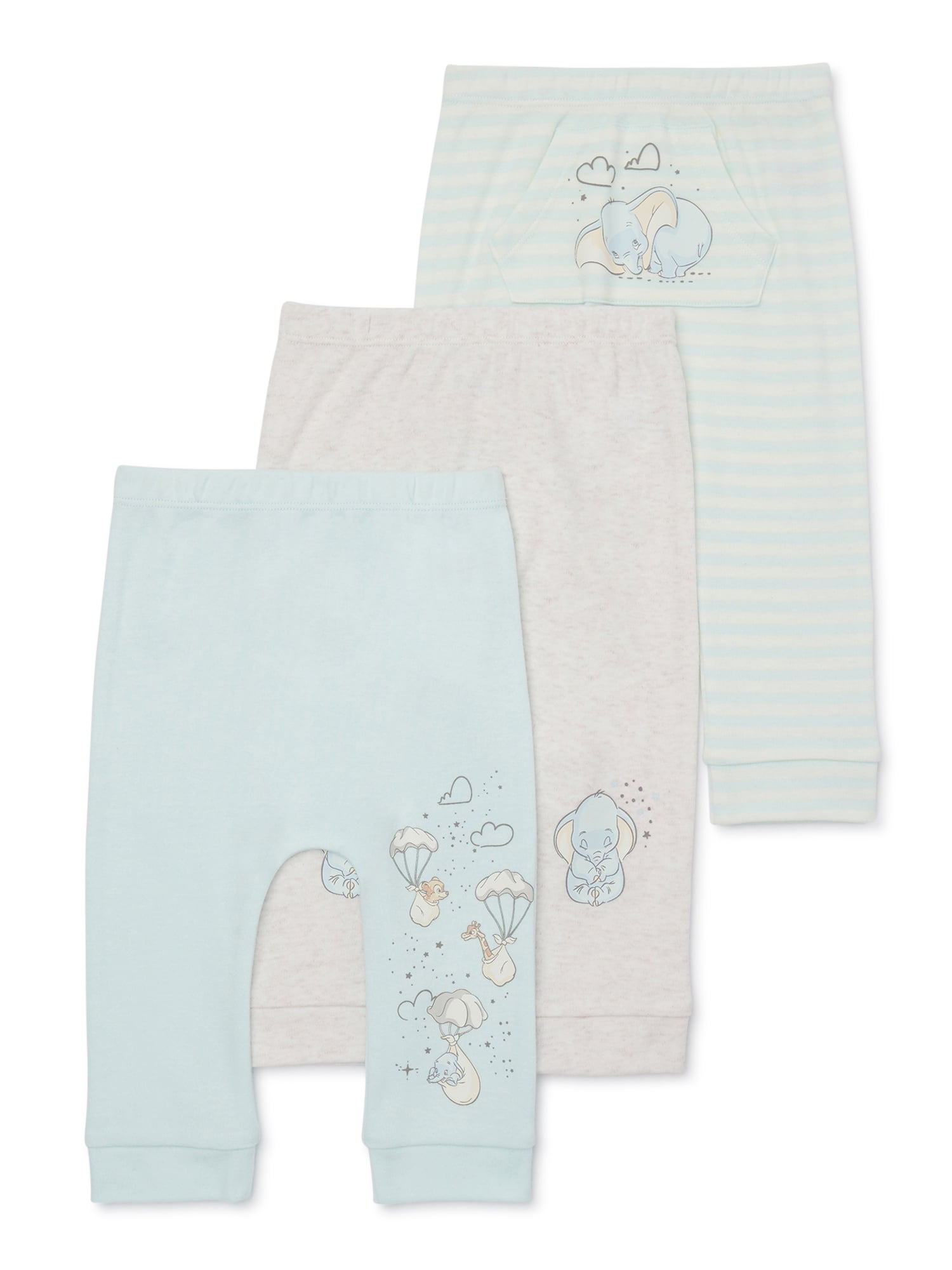 Disney Baby Wishes + Dreams Dumbo Infant Baby Jogger Pants, 3-Pack, Sizes Newborn-12 Months