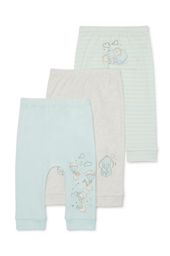 Disney Baby Wishes + Dreams Dumbo Infant Baby Jogger Pants, 3-Pack, Sizes Newborn-12 Months