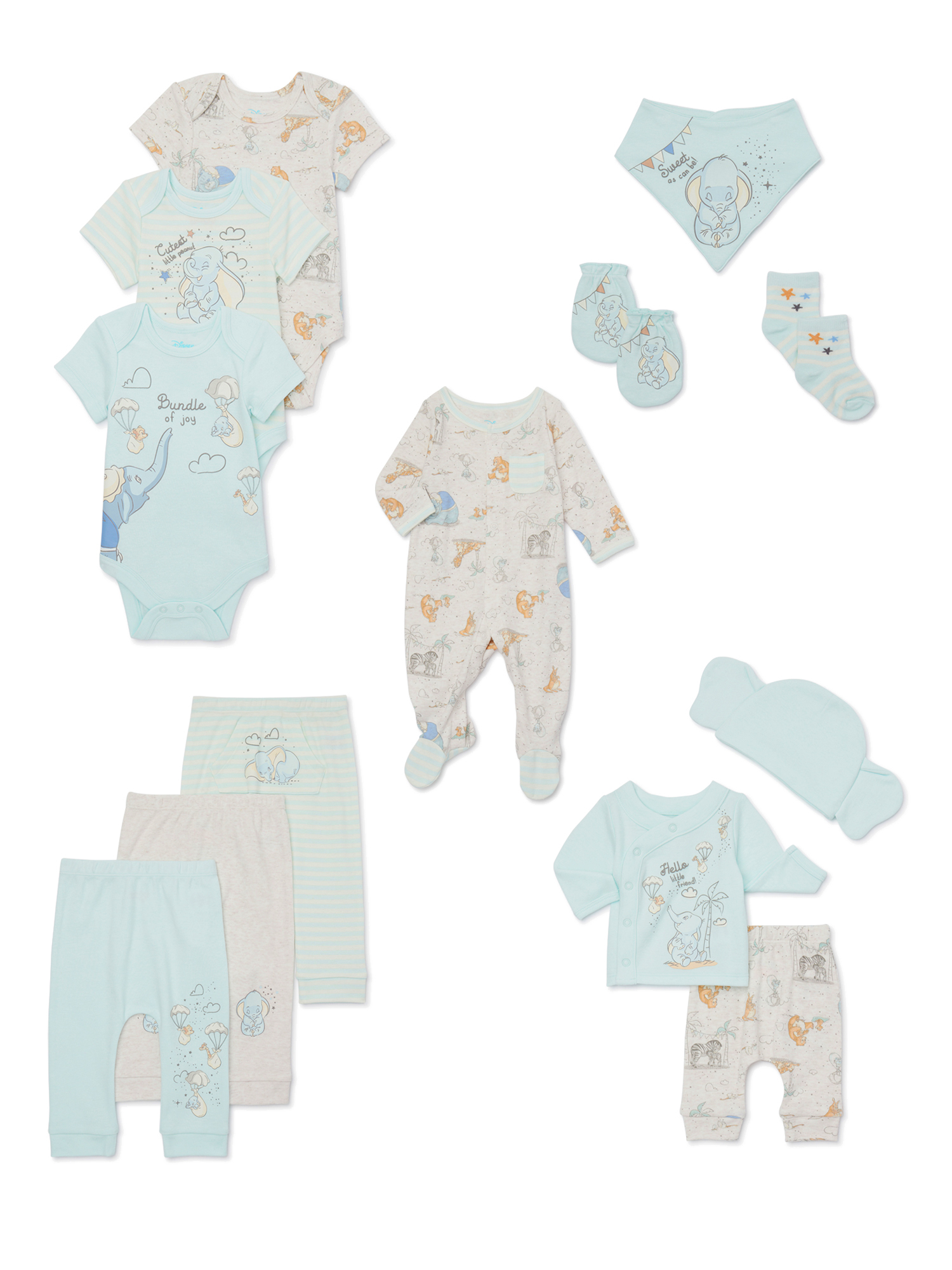 Disney Baby Wishes + Dreams Dumbo Layette Shower Gift Set Bundle, 13-Piece, Sizes NB-3/6M - image 1 of 12