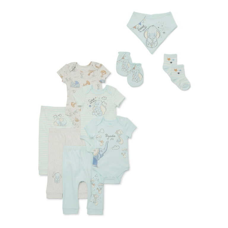Disney Baby Wishes + Dreams Layette Dumbo Shower Gift Set, 9-Piece, Sizes  NB-12M