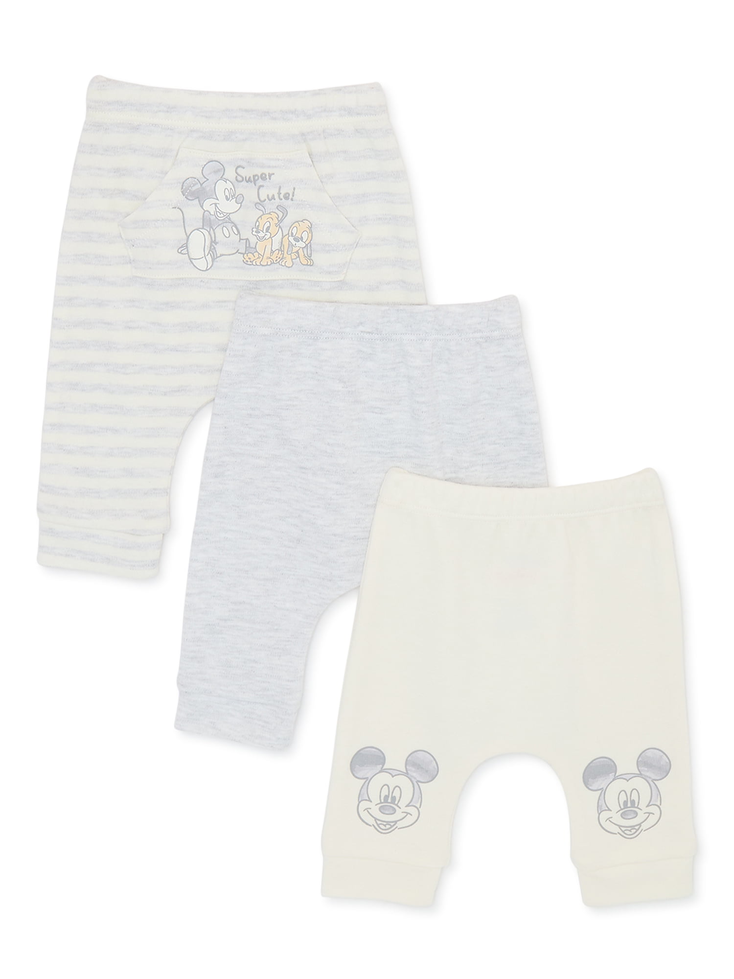 Disney Baby Wishes + Dreams Mickey Mouse Infant Baby Jogger Pants, 3-Pack, Sizes Newborn-12 Months