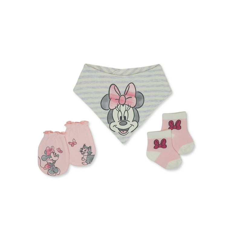 Disney Baby Wishes Dreams Minnie Mouse Infant Baby Accessories Bib Socks and Mittens Set 3 Pack Walmart