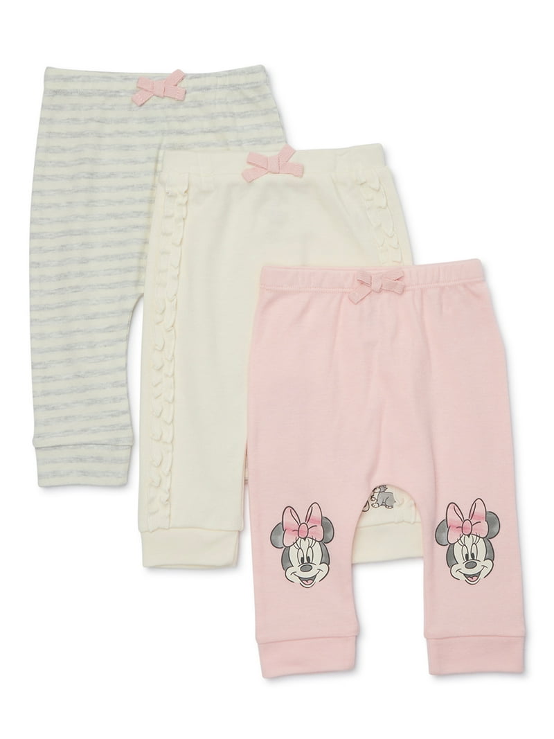 Minnie Mouse Baby Jogger Pants 3-Pack, Sizes Newborn-12M, Soft