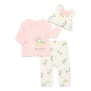 Disney Baby Wishes + Dreams Character Baby Take Me Home Hat, Long-Sleeve Tee, and Pants Outfit Set, 3-Piece Sizes Preemie-9 Months