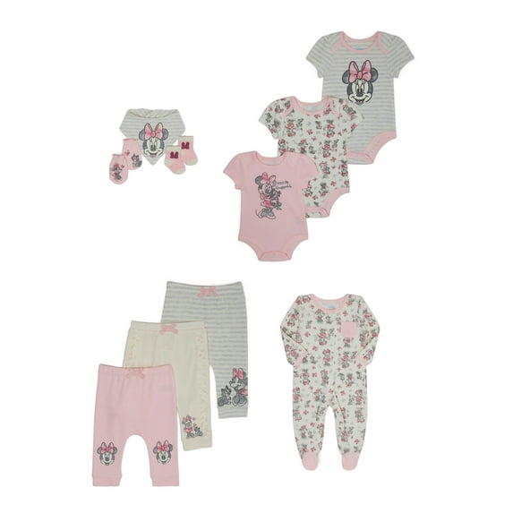 Disney Baby Wishes + Dreams Minnie Mouse Layette Shower Gift Set Bundle, 10-Piece, Sizes NB-6/9M