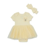 Disney Baby Wishes + Dreams Winnie the Pooh Infant Baby Dress and Bow Headband Set, 2-Piece, Sizes Newborn-12 Months