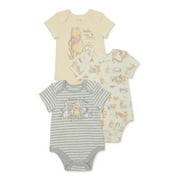 Disney Baby Wishes + Dreams Winnie the Pooh Infant Baby Short Sleeve Bodysuits, 3-Pack, Sizes Newborn-12 Months